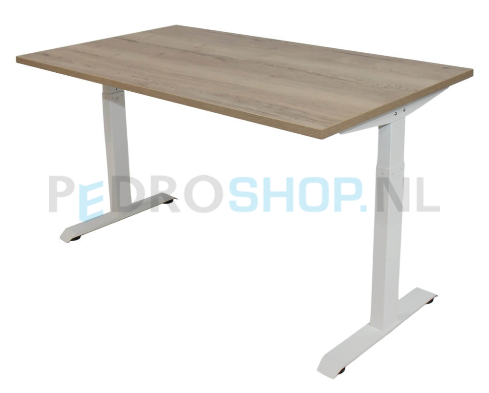 Bureau DSQ EURO 140*80, T-poot wit met halifax eiken natuur blad