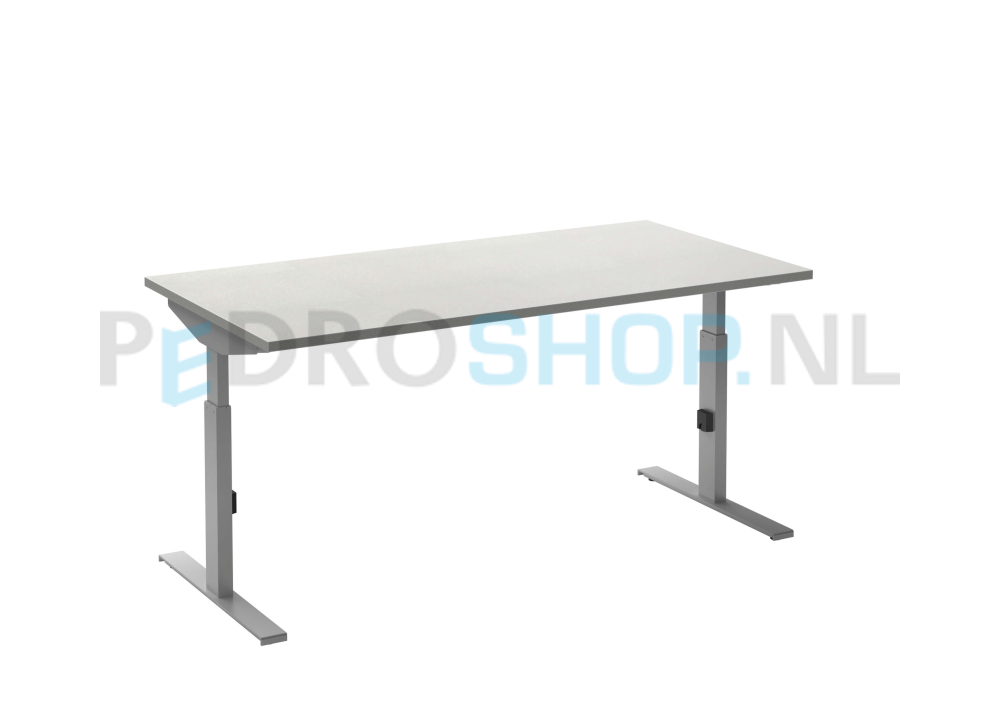 Bureau DSQ 140*80, aluminium T-poot met wit blad
