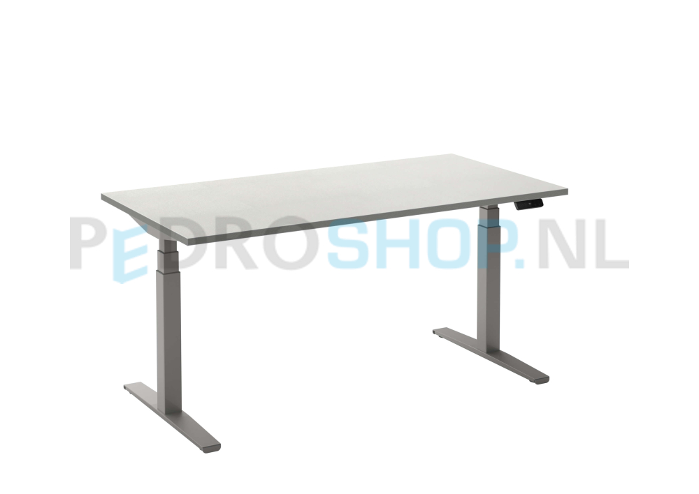 Bureau DSQ 180*80, elektrische aluminium poot met wit blad