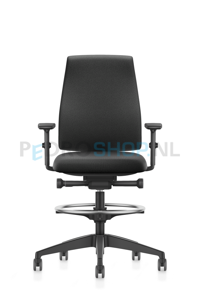 Hoge bureaustoel Se7en LX001, zwart, volledig gestoffeerd