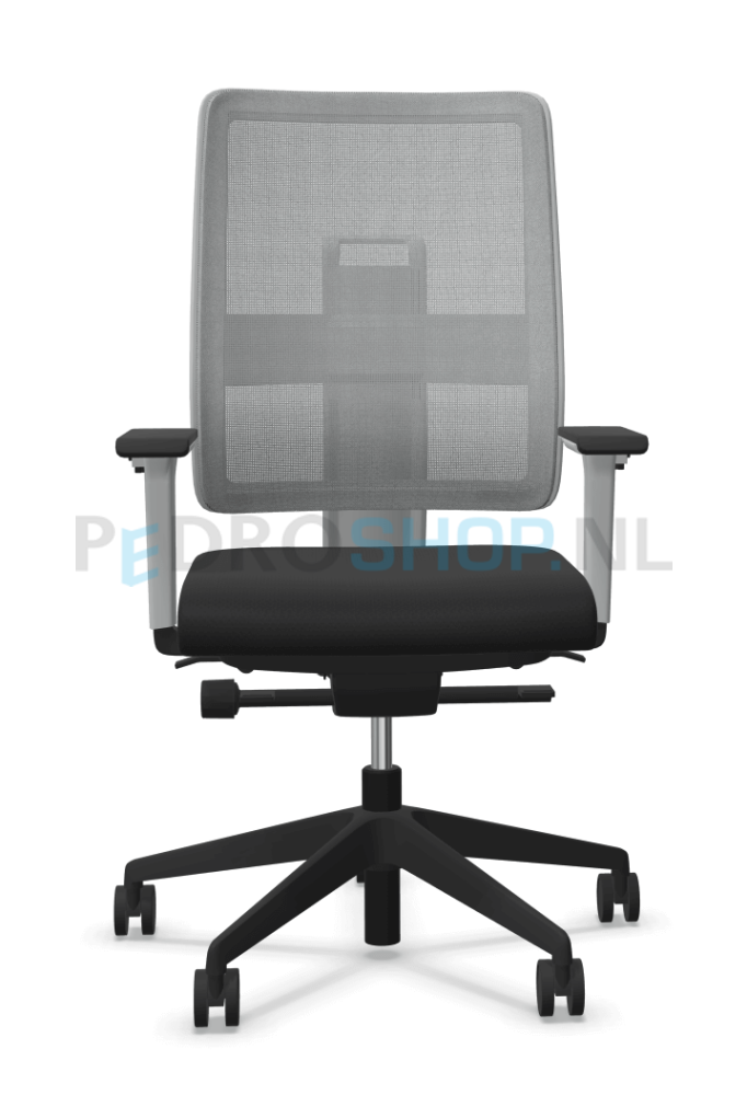 Bureaustoel VIASIT Toleo NPR, netbespanning lichtgrijs, kunststof rugkap off white