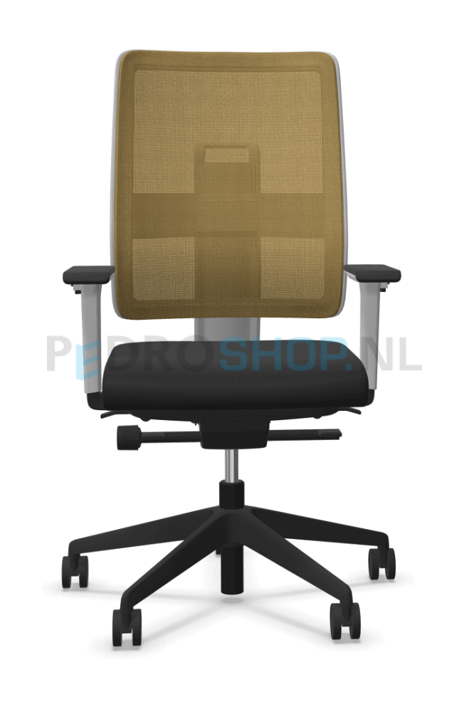 Bureaustoel VIASIT Toleo NPR, netbespanning okergeel, kunststof rugkap off white