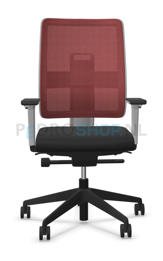 Bureaustoel VIASIT Toleo NPR, netbespanning rood, kunststof rugkap off white