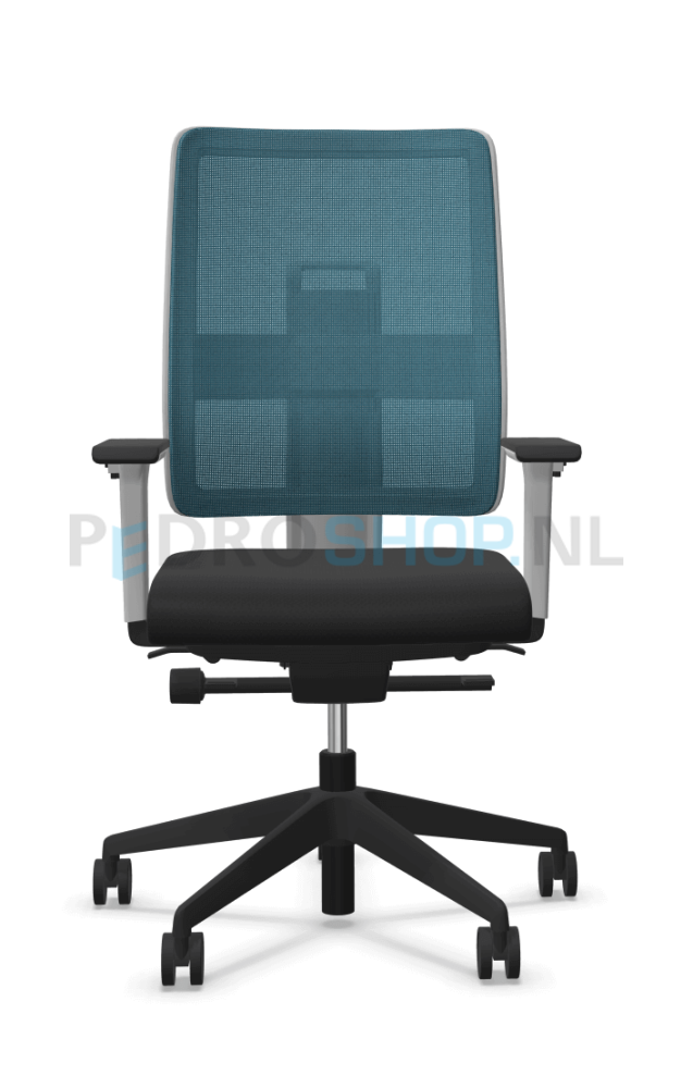 Bureaustoel VIASIT Toleo NPR, netbespanning turquoise, kunststof rugkap off white