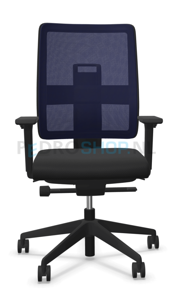 Bureaustoel VIASIT Toleo NPR, netbespanning donkerblauw, kunststof rugkap zwart