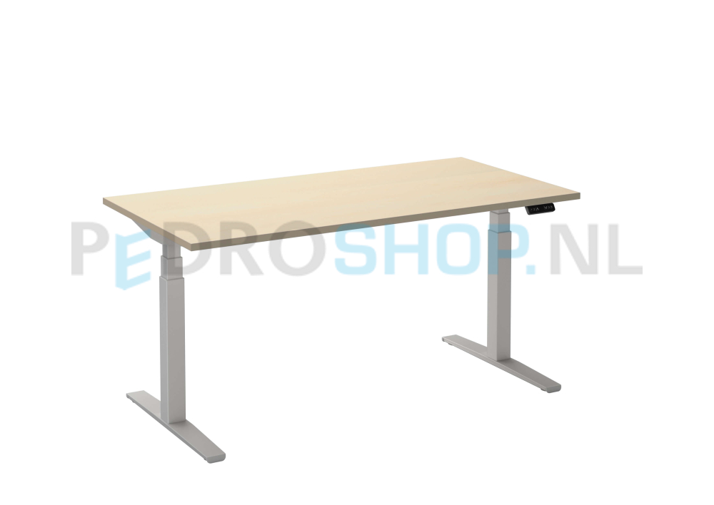 Bureau DSQ 140*80, elektrische witte poot met ahorn blad