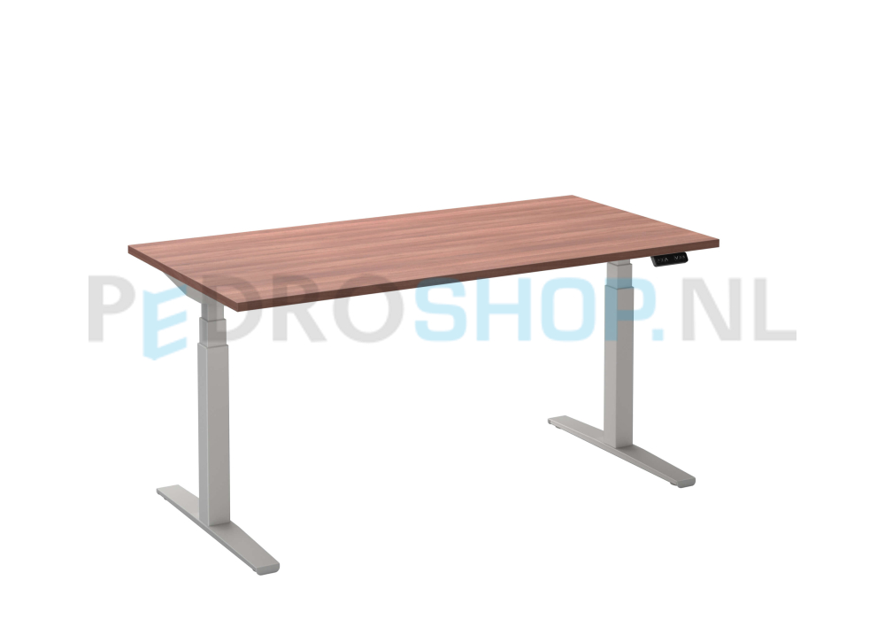 Bureau DSQ 140*80, elektrische witte poot met havana blad